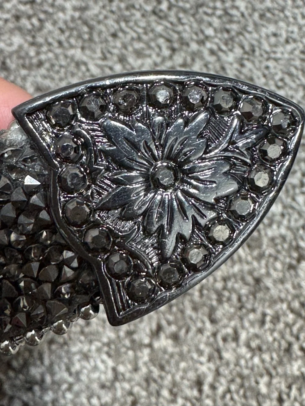 Studded Womens Genuine Leather Belt Women Small Rhinestone Silver Black Western